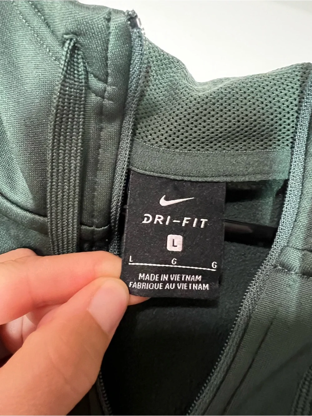 Nike Dri Fit Dark Green Full-Zip Hoodie Large EUC
